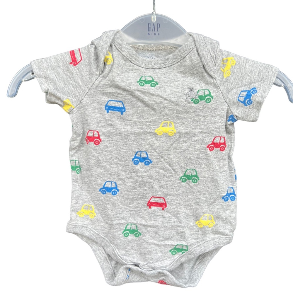 ⭐️⭐️⭐️3 for$12⭐️⭐️⭐️ BABY GAP Car Print Bodysuit SS Heather Gray Size 3-6